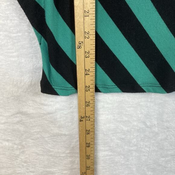 Rampage Womens M Kelly Green Black Striped Y2K Emo Lace Up Top Blouse Goth - Picture 8 of 9